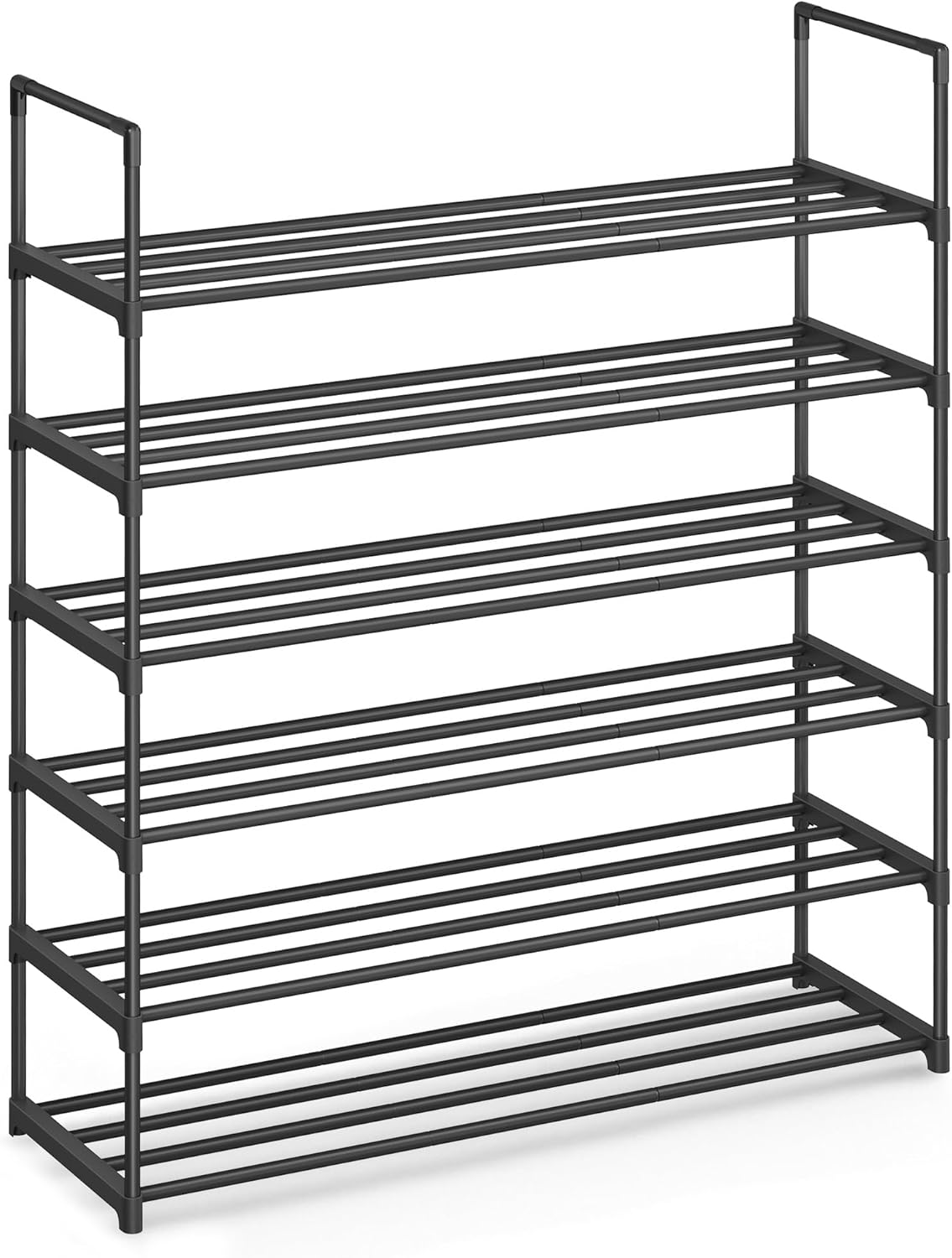 SONGMICS Shoe Rack, 3-Tier Shoe Organizer, Metal Storage Shelf, Upright or Upside Down, for 16-20 Pairs, Stackable, for Entryway, 11.8 x 36.2 x 21.7 Inches, Black ULSA303B02