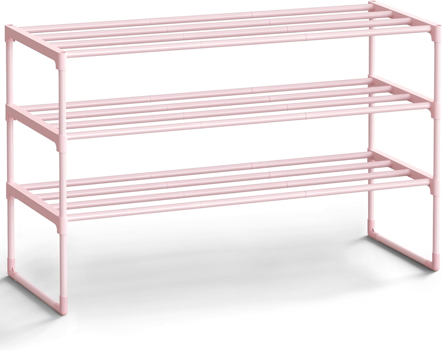 SONGMICS Shoe Rack, 3-Tier Shoe Organizer, Metal Storage Shelf, Upright or Upside Down, for 16-20 Pairs, Stackable, for Entryway, 11.8 x 36.2 x 21.7 Inches, Black ULSA303B02