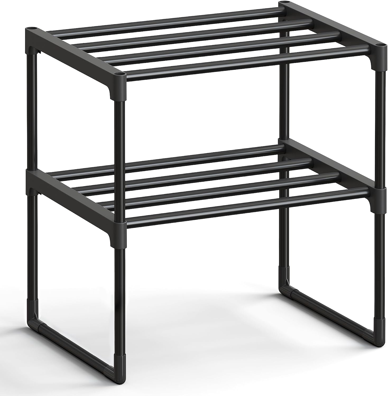 SONGMICS Shoe Rack, 3-Tier Shoe Organizer, Metal Storage Shelf, Upright or Upside Down, for 16-20 Pairs, Stackable, for Entryway, 11.8 x 36.2 x 21.7 Inches, Black ULSA303B02
