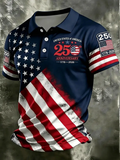Patriotic American Flag Polo Shirt for Men, 250th Anniversary